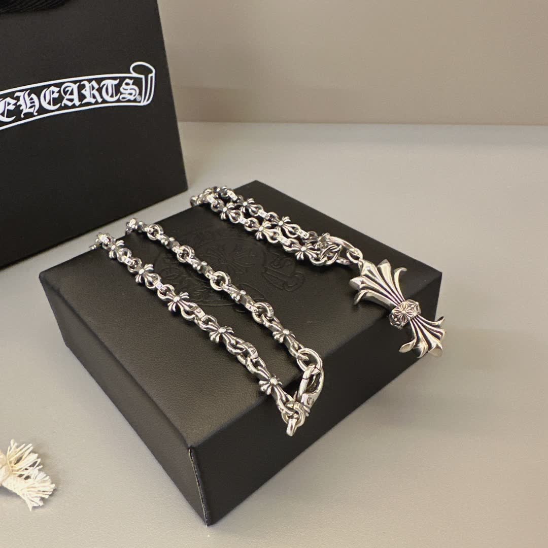 Chrome Hearts Silver Cross Pendant Necklace